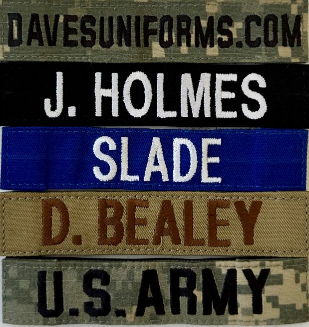 NAME TAPES or MILITARY BRANCH 1"T X 5"L - VELCRO.